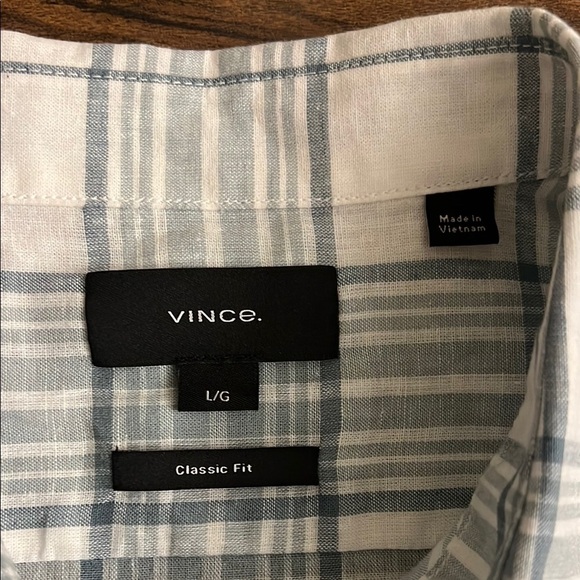 Vince Gray and White Plaid Casual Shirt Sz. Large - Picture 2 of 7